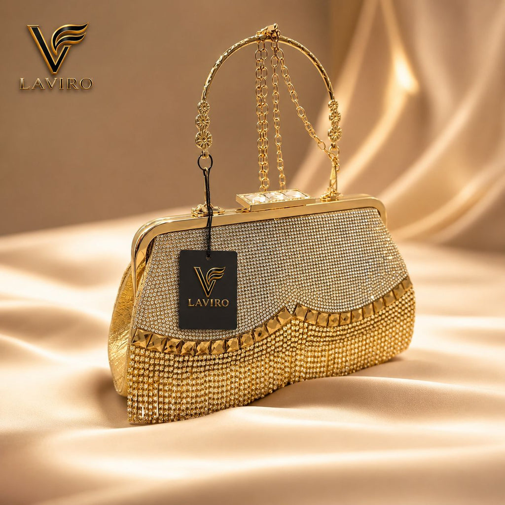 LAVIRO Exquisite Rhinestone Tassel Clutch