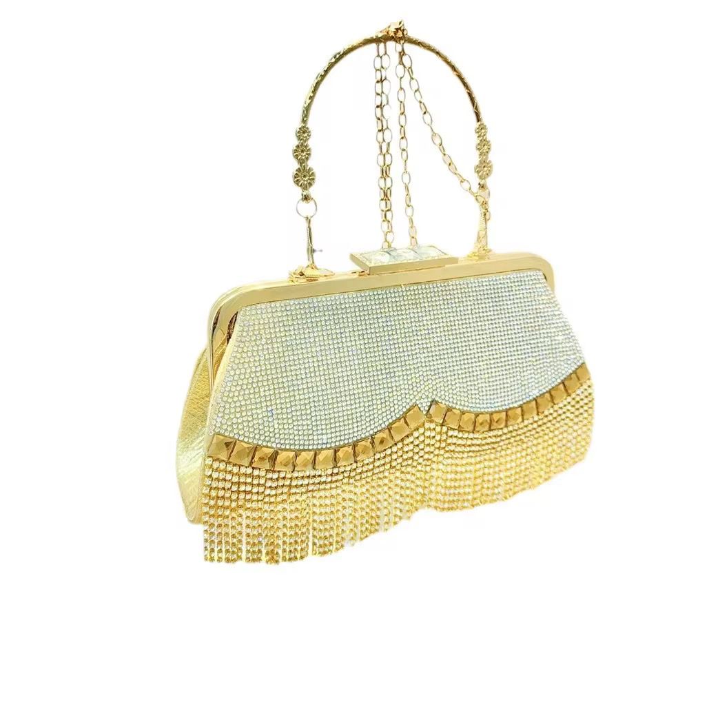 LAVIRO Exquisite Rhinestone Tassel Clutch