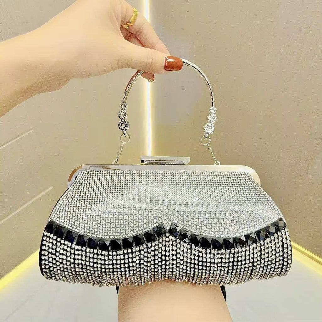 LAVIRO Exquisite Rhinestone Tassel Clutch