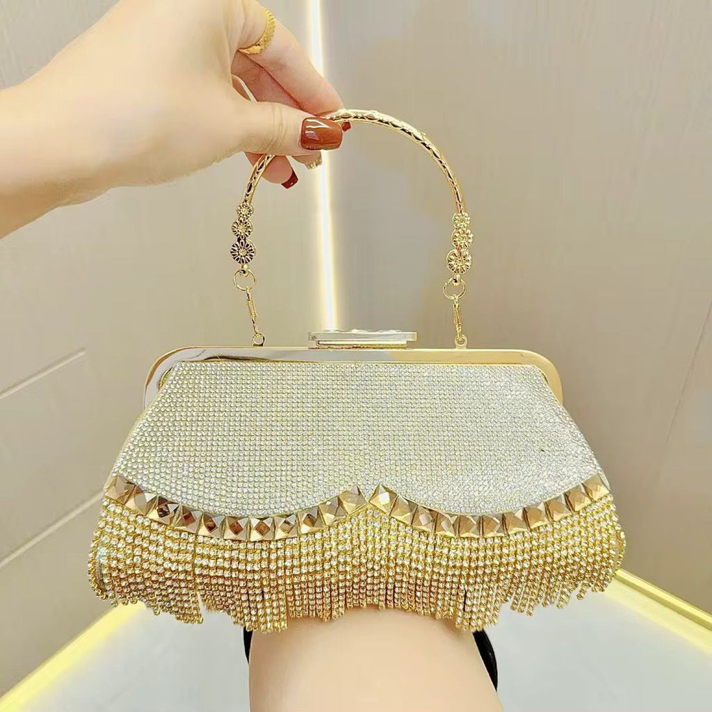 LAVIRO Exquisite Rhinestone Tassel Clutch