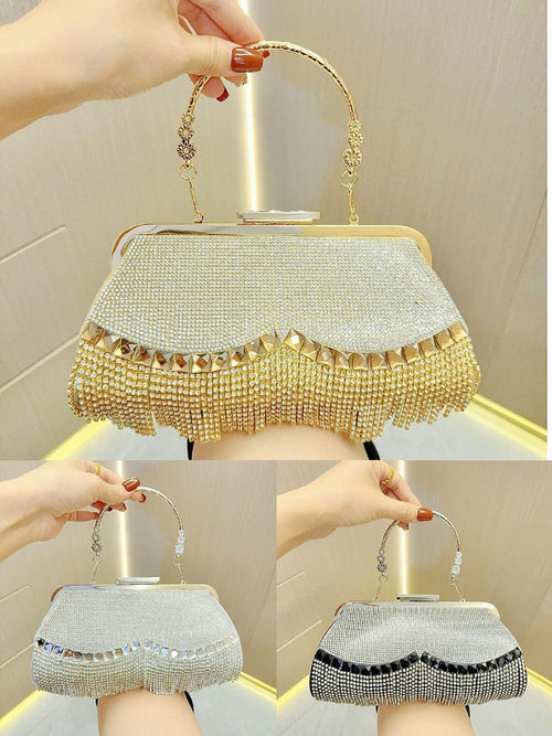 LAVIRO Exquisite Rhinestone Tassel Clutch