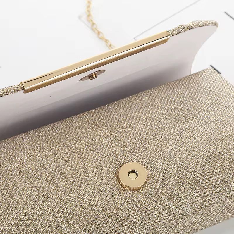 LAVIRO Luxury Gold Glitter Ruched Clutch Bag