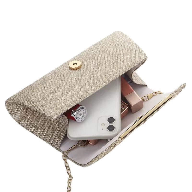 LAVIRO Luxury Gold Glitter Ruched Clutch Bag