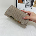 LAVIRO Luxury Gold Glitter Ruched Clutch Bag