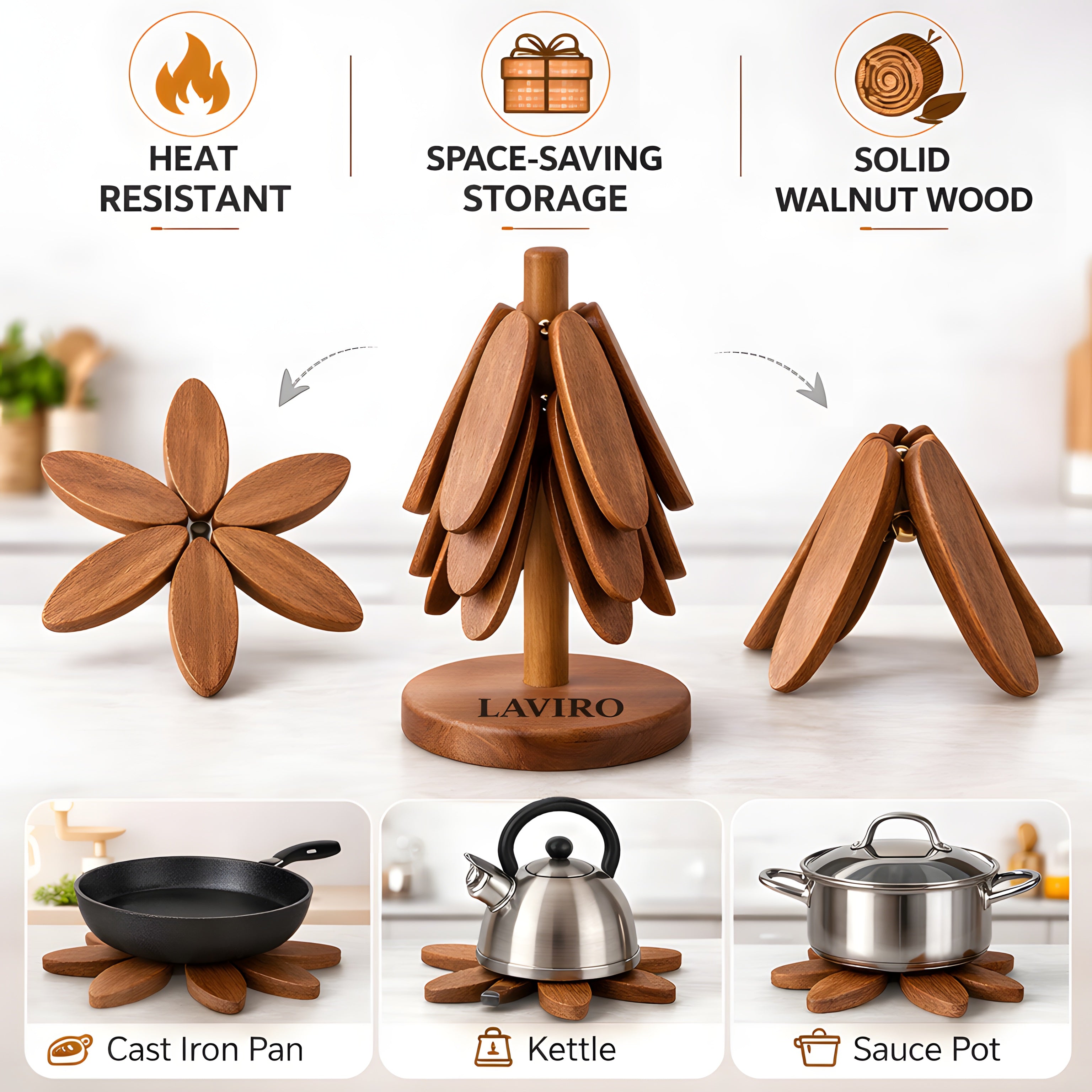 Wooden Tree Trivet Set